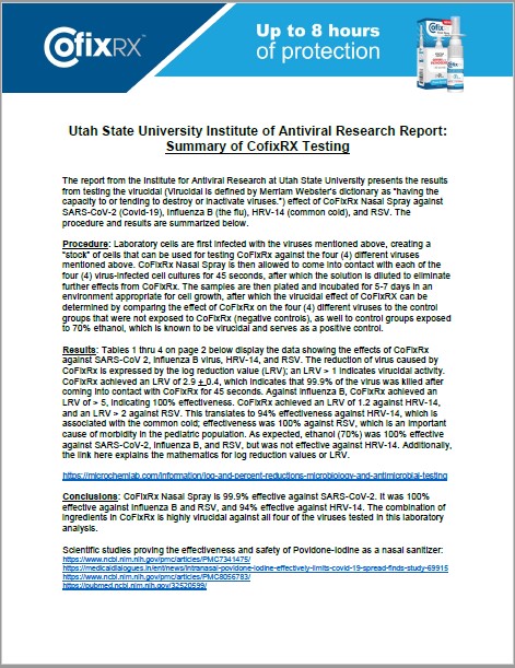 Utah State University Institute of Antiviral Research Report Summary